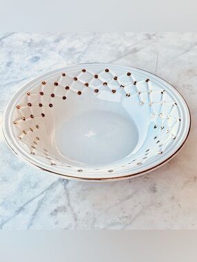 GIBSON DESIGNS GOLDEN QUILT SALAD BOWL 22K GOLD VINTAGE Y2K PORCELAIN